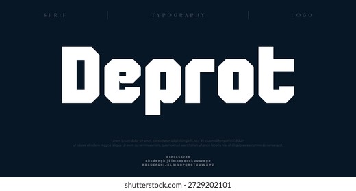 Deportar, Creative digital minimalista moderno logotipo alfabeto fonte. Tipografia abstrata minimalista sem serif tecnologia, eletrônico, digital, música, filme, criativa logos fontes. ilustração vetorial
