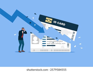 Deportation from the country. Crisis and problem, failure. ID card. Personal business card. Flat vector illustration.