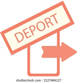 Deportation icon flat vector. Illegal immigrant, denied citizenship. Deport stamp and door exit logo symbol isolated on white background