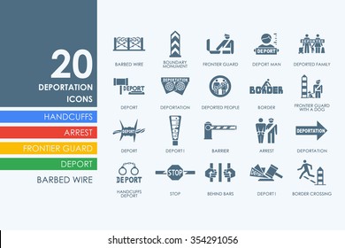 deportation vector set of modern simple icons