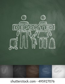 deported family icon. Hand drawn vector illustration