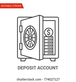 Deposit Account Icon. Thin Line Vector Illustration. Adjust stroke weight - Expand to any Size - Easy Change Colour - Editable Stroke - Pixel Perfect