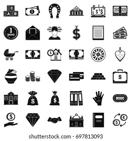 Deposit account icons set. Simple style of 36 deposit account vector icons for web isolated on white background