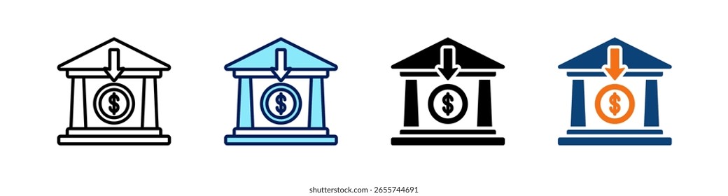 Depositar Tudo Em Um Ícone Multi Estilos Vetor Definir