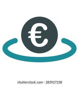 Deposit from BiColor Euro Banking Icon Set. Vector style: flat bicolor, soft blue symbol, rounded angles, white background.