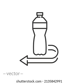 Deposit Bottle Icon, Reuse Plastic, Container Return, Reverse Reward System, Thin Line Symbol On White Background - Editable Stroke Vector Illustration