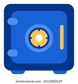 Caixa de Depósito Estilo de design plano, um cofre ou cofre azul seguro, representando armazenamento seguro ou proteção de ativos, ideal para segurança financeira UI UX.