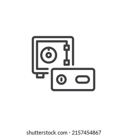 Einlagerungskasten-Zeilensymbol. lineares Stilzeichen für mobiles Konzept und Webdesign. Bank-Safe-Umriss-Vektorsymbol. Symbol, Logo-Abbildung. Vektorgrafik