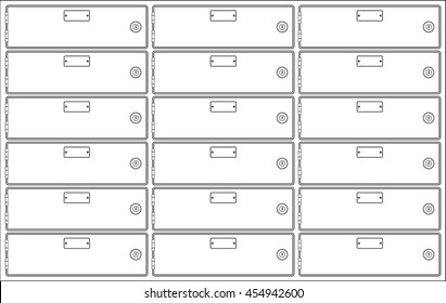 Deposit boxes. Outline vector illustration isolated on white background