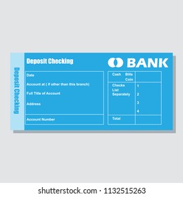 deposit checking account pass book bank payment paper slip with text space to add your identity and amounts. vector illustration