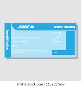 deposit checking account pass book bank payment paper slip with text space to add your identity and amounts. vector illustration