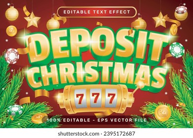 efecto de texto 3d y efecto de texto editable con fondo navideño
