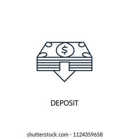 Deposit concept line icon. Simple element illustration. Deposit concept outline symbol design from Accounting set. Can be used for web and mobile UI/UX