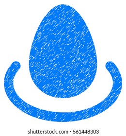 Deposit Egg grainy textured icon for overlay watermark stamps. Flat symbol with dirty texture. Dotted vector blue ink rubber seal stamp with grunge design on a white background.