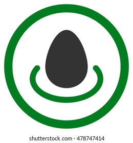 Deposit Egg rounded icon. Vector illustration style is flat iconic bicolor symbol, green and gray colors, white background.