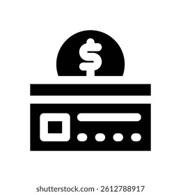 deposit glyph icon. Strong and solid vector icon for websites, mobile interfaces, presentations, and visual branding. High quality and easy to edit.