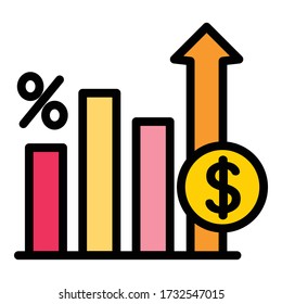 Deposit graph chart icon. Outline deposit graph chart vector icon for web design isolated on white background