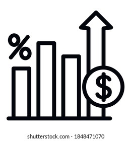 Deposit graph chart icon. Outline deposit graph chart vector icon for web design isolated on white background