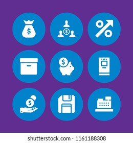 deposit icon. 9 deposit set with archive black box, atm, money and save vector icons for web and mobile app