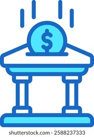 Deposit Icon Blue Color Vector Illustration