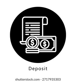 Botón Del Icono Del Depósito, Mini Ilustración Relacionada Con El Servicio De Pago. Uso Para El Concepto Moderno, Ui, Web Ux Y Desarrollo De App.