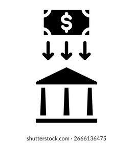 Ilustración vectorial de diseño de glifo de icono de depósito