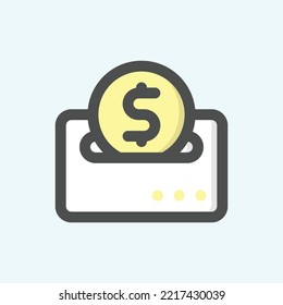  deposit icon, isolated Fintech colored outline icon in light blue background, perfect for website, blog, logo, graphic design, social media, UI, mobile app