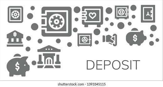 deposit icon set. 11 filled deposit icons.  Simple modern icons about  - Safe box, Safe, Bank, Piggy bank, Insert coin, Strongbox, Safebox