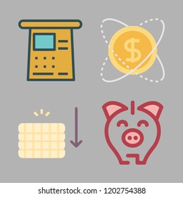 deposit icon set. vector set about cash machine, investment, piggy bank and money icons set.