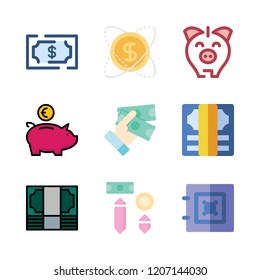 deposit icon set. vector set about investment, money, piggy bank and safebox icons set.