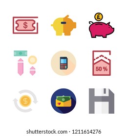 deposit icon set. vector set about atm, investment, piggy bank and money icons set.