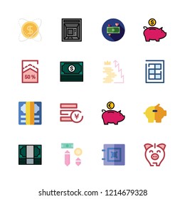 deposit icon set. vector set about investment, percentage, money and finance book icons set.