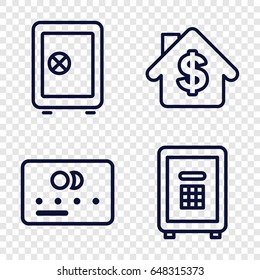 Deposit icons set. set of 4 deposit outline icons such as credit card, safe, safe