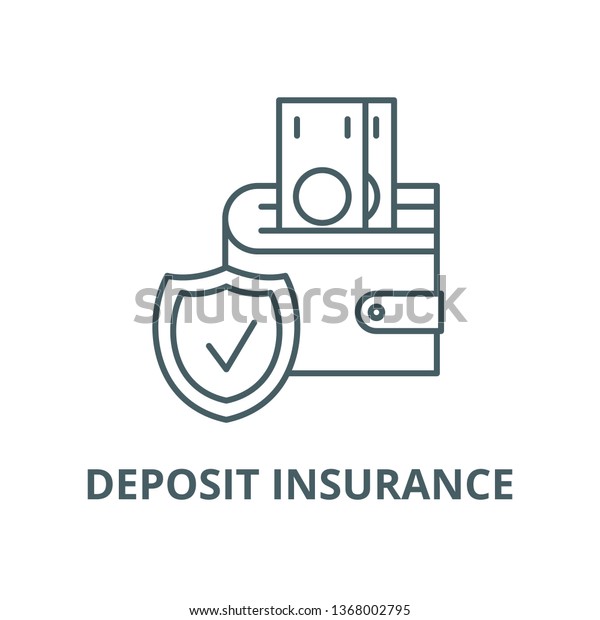 Deposit insurance line\
icon, vector. Deposit insurance outline sign, concept symbol, flat\
illustration