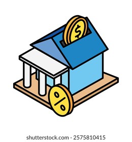 Deposit isometric 3D color line. use for modern concept, print, UI, UX kit, web and app development. Vector EPS 10, related to education, business, finance, investment.