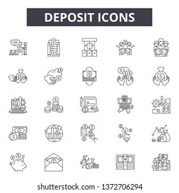 Deposit line icons, signs, vector set, outline illustration concept 