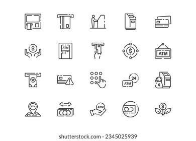 Deposit lines icon set. Deposit genres and attributes. Linear design. Lines with editable stroke. Isolated vector icons.