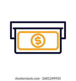Depositar Dinheiro Outline bold Ícone de vetor que pode ser facilmente modificado ou editado 