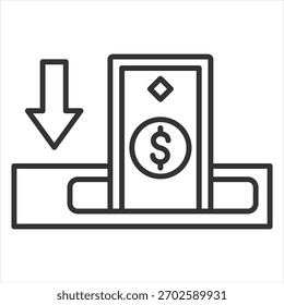 Vektorgrafik des Umrisssymbols für Einzahlungen