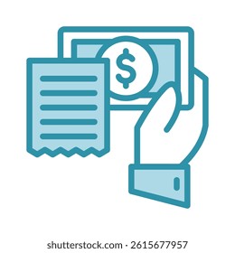 Deposit Receipt mini illustration dual tone blue color icon, use for taxation, economy, business, finance, UI, UX kit, app and web development, digital or print.