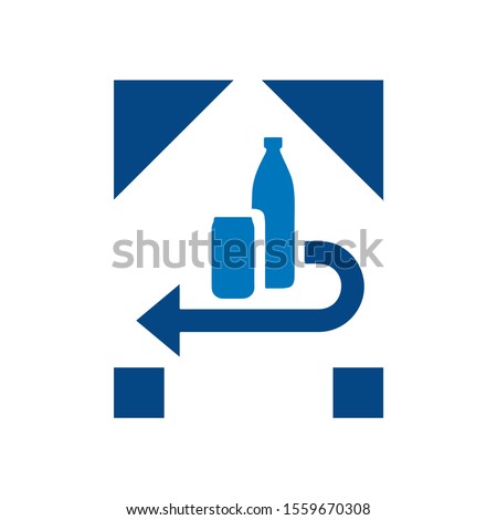 Deposit, return and recycling packaging system icon. 