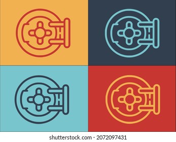 Logotipo cerrado de la sala de depósito, icono sencillo y plano de la caja fuerte, cerrado,depósito