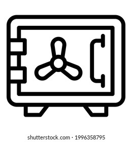 Icono de caja fuerte cerrada de la habitación de depósito. Esquema Sala de depósito cerrado icono vectorial seguro para el diseño web aislado en fondo blanco