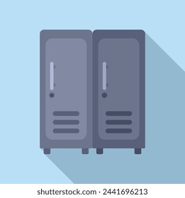 Deposit room steel wardrobe icon flat vector. Key insurance door. Save protect