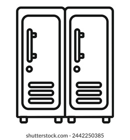 Deposit room steel wardrobe icon outline vector. Key insurance door. Save protect