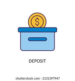 Deposit Vector Filled Outline Icon Design illustration. Fintech Symbol on White background EPS 10 File
