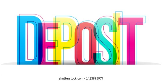 Deposit word vector isolated on a white background. Banner letters card