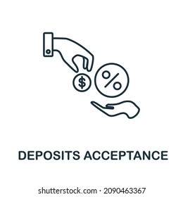Deposits Acceptance icon. Line element from banking operations collection. Linear Deposits Acceptance icon sign for web design, infographics and more.