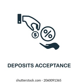 Deposits Acceptance icon. Monochrome sign from banking operations collection. Creative Deposits Acceptance icon illustration for web design, infographics and more