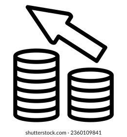 Deposits line icon, Black bookkeeping concept, Growing Coin Stacks sign on white background, growth in savings icon in outline style for mobile concept and web design. Vector graphics